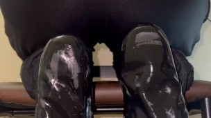 Black Latex Toe Socks & Oil footplay