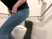 Desperate jeans wetting in a PUBLIC BATHROOM 4/16