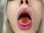 (Giantess/Vore) Egirl swallowing some little men 12/16