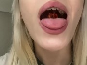 (Giantess/Vore) Egirl swallowing some little men 14/16