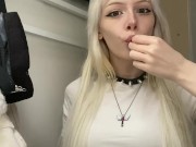 (Giantess/Vore) Egirl swallowing some little men 5/16