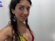 Crazy CUMWALK on Public Waterfall Full of People Blowjob in Public Toilet 3/16