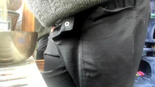 cock coming out of trousers
