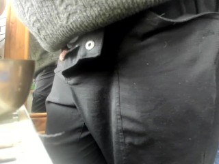 cock coming out of trousers