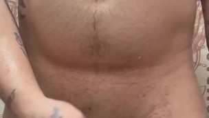 Playing with cock before work