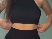 sexy brunette shows off her shape