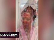 Big boobs babe does makeup & hair for Halloween costume, black toenails & fingernails hands/feet closeups - Lelu Love 7/16