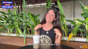 Blowjob in a Public Toilet Starbucks and Cumwalk - She drinks coffee with cum on face among people