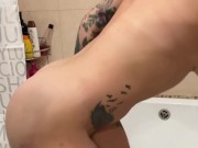 Anal handjob in the bath while my stepbrother prepares his cock 2/16