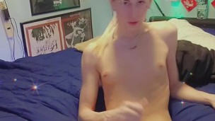 Tgirl was up late studying when her dick started throbbing. She needed to cum