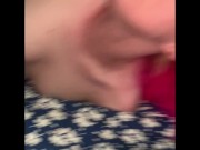 Use all the holes of the pink hair slut 4/16