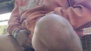 pissing out my coffee in my backyard