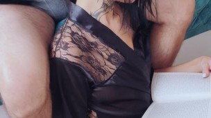 My stepsister decided to read a book and I decided to jerk off with her awesome long hair