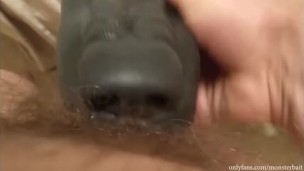 Man fucks werewolf mouth toy with his curved dick and then cleans it with piss.