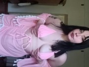 The brunette damsel is flaunting her gorgeous body.