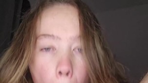 Teen giving me sloppy blowjob