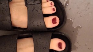 Rosie’s ASMR Wet Slippery Foot Play in a Puddle