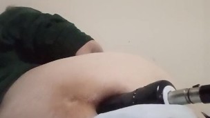 Paraplegic takes dildo machine