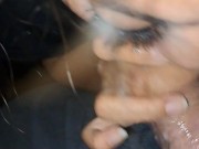 I'm sucking his dick again until he cums in my mouth and I swallow it all real good.