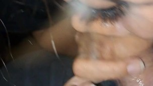 I'm sucking his dick again until he cums in my mouth and I swallow it all real good.