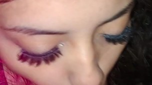 Here I'm sucking his dick sloppy and good.