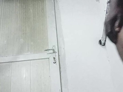 Macho black muscular guy masturbating after a long day at work