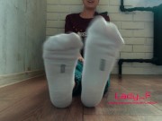 Girl in white socks show feet specially for you, foot worship pov 2/16