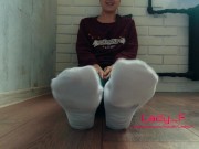 Girl in white socks show feet specially for you, foot worship pov 3/16