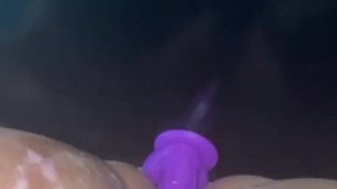 Wet Pussy Latina Creams On Purple Dildo