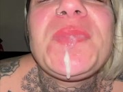 Katie gets a mouthful of cum 16/16