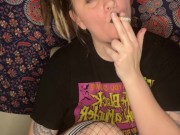 smoking a cigarette with black lipstick 13/16