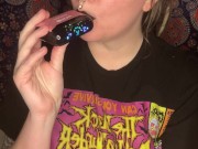 smoking a cigarette with black lipstick 15/16