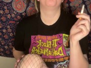 smoking a cigarette with black lipstick 3/16