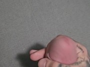 Tattooed Stud Blows Fat Load All Over The Blanket 10/16