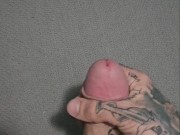 Tattooed Stud Blows Fat Load All Over The Blanket