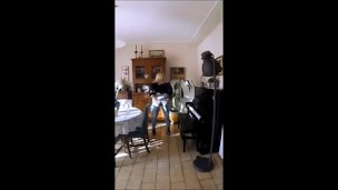 Julia Cool wearing Pantyhose under Denim and walking around