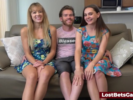 Earth and Fire strip game ends in a wild threesome with two sexy girls
