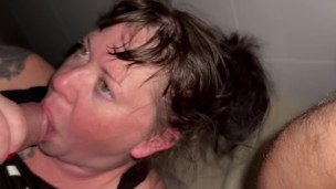 Blowjob on my big cock while watching herself blowing on iPad camera deepthroat cum swallows load