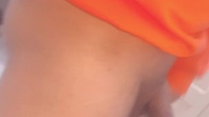 Inside the bathroom I feel horny at the end I've got a piss