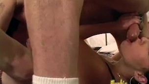 Slave gets pegged and a blowjob from his horny mistress