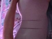 Masturbation  in dress without hand