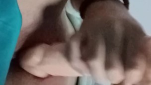 This girl plays with her dildo