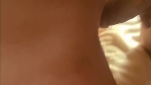 He rubs my wet pussy with his big cock POV