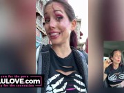 Babe records selfies at her first Halloween Horror Night HHN night at Universal Studios w/ cosplay costume makeup - Lelu Love 3/16