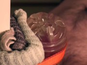 Close up fucking my Fleshlight with a glans cock ring