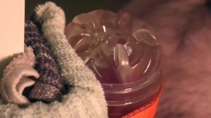 Close up fucking my Fleshlight with a glans cock ring