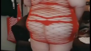 Flirty bbw red dress show off