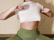 Evening fitness with a trainer ended with a fuck for a beautiful blonde in both her holes 4/16