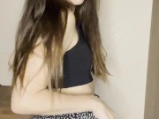 Beautiful bitch in lingerie rubs her ass💕
