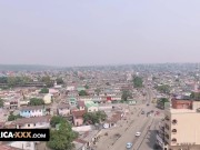 A busty african babe for 2 men 1/16